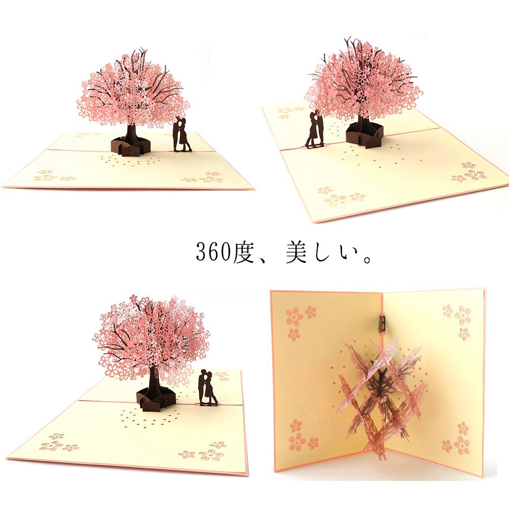 メッセージカード お花見 桜 春 / 3D 立体 /お祝い 誕生日 バースデー