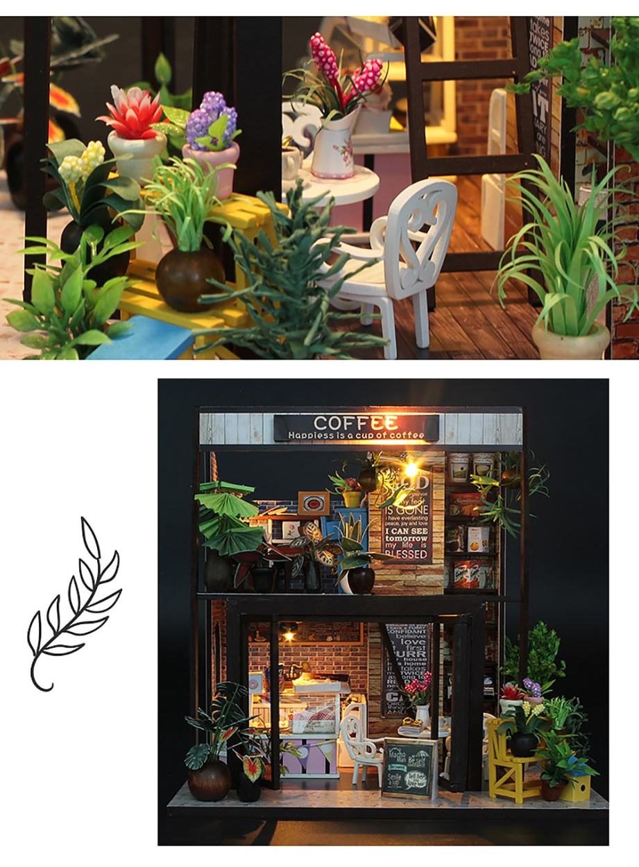 ドールハウス ミニチュア 手作りキット 植物たくさんのコーヒー ドールハウス ミニチュア 手作りキット 植物たくさんのコーヒー