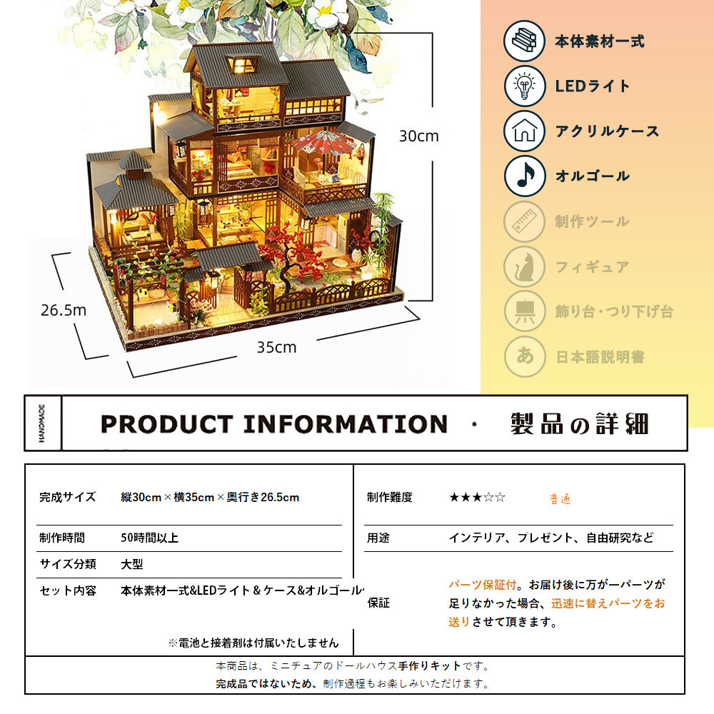 1/24 ドールハウス ミニチュア 手作りキット 日本庭園 老舗旅館 -雅泉