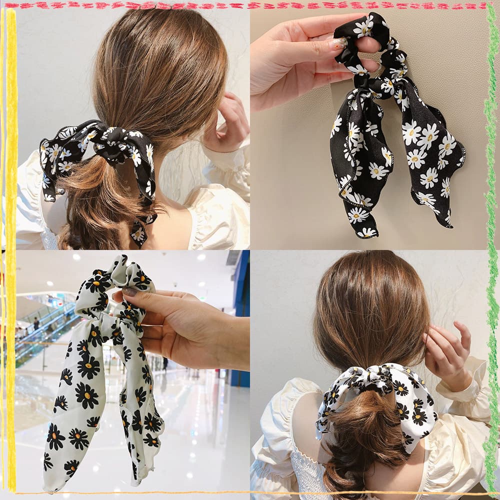 ヘアゴム ヘアアクセサリー レディース4種 セット 大きめ リボン 花柄