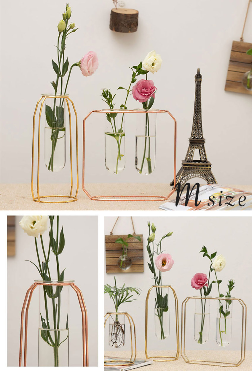 フラワーベース 花瓶 一輪挿し 幅10.5×高さ24cm ワイヤーフレーム