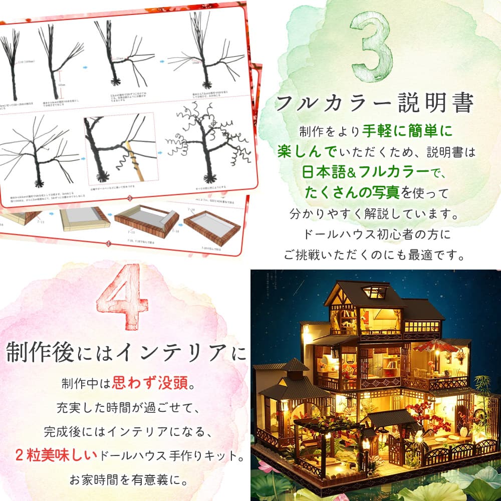 ドールハウス ミニチュア 手作りキット セット 日本語説明書 もみじが印象的な日本庭園のある老舗旅館 -雅泉-  LEDライト+ケース+オルゴール(カノン) : 2208dh342 : ドールハウスと雑貨 moin moin - 通販 - Yahoo!ショッピング