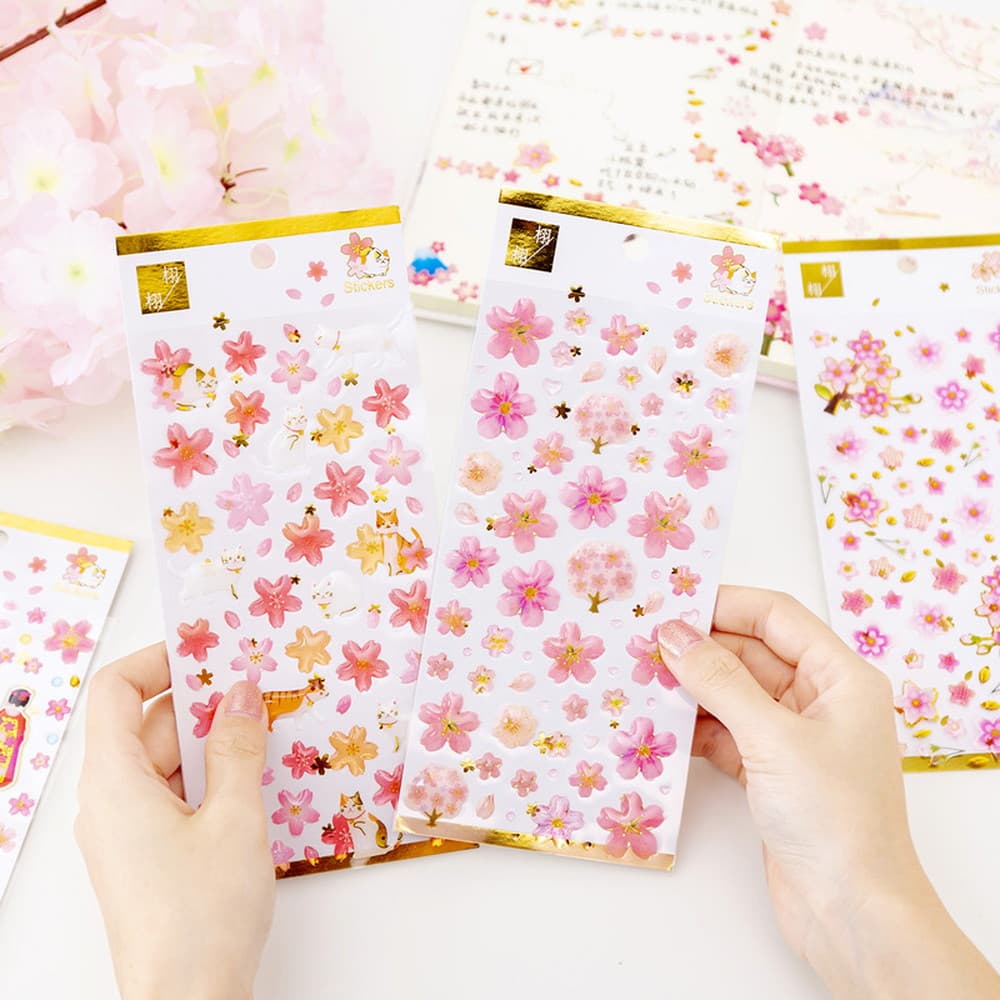 シールぷっくり 3D 5種 セット 桜 さくら キラキラ 着物 和 和風
