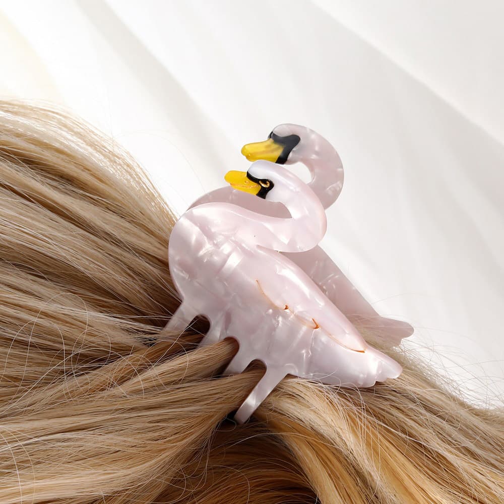 鳥 ヘア クリップ ヘアアクセサリー レディース白鳥 ホワイト 小さめ