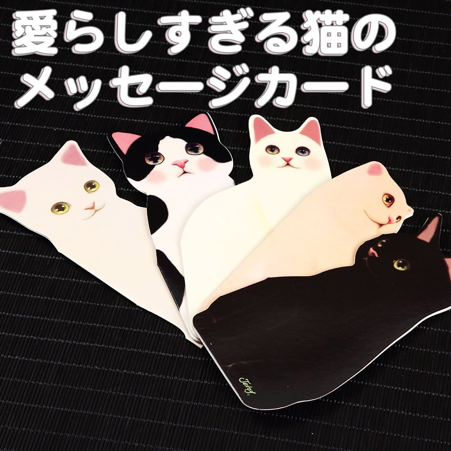 Jetoy愛らしい 猫 メッセージ カード 5種+封筒 セット