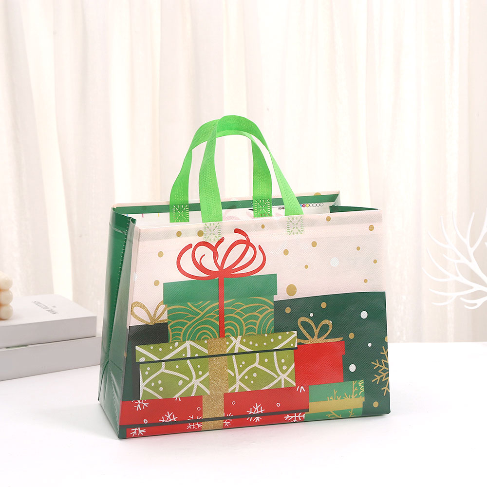 ラッピングクリスマス 手さげ袋 ビニール 袋 バッグ 4種セット Lサイズ