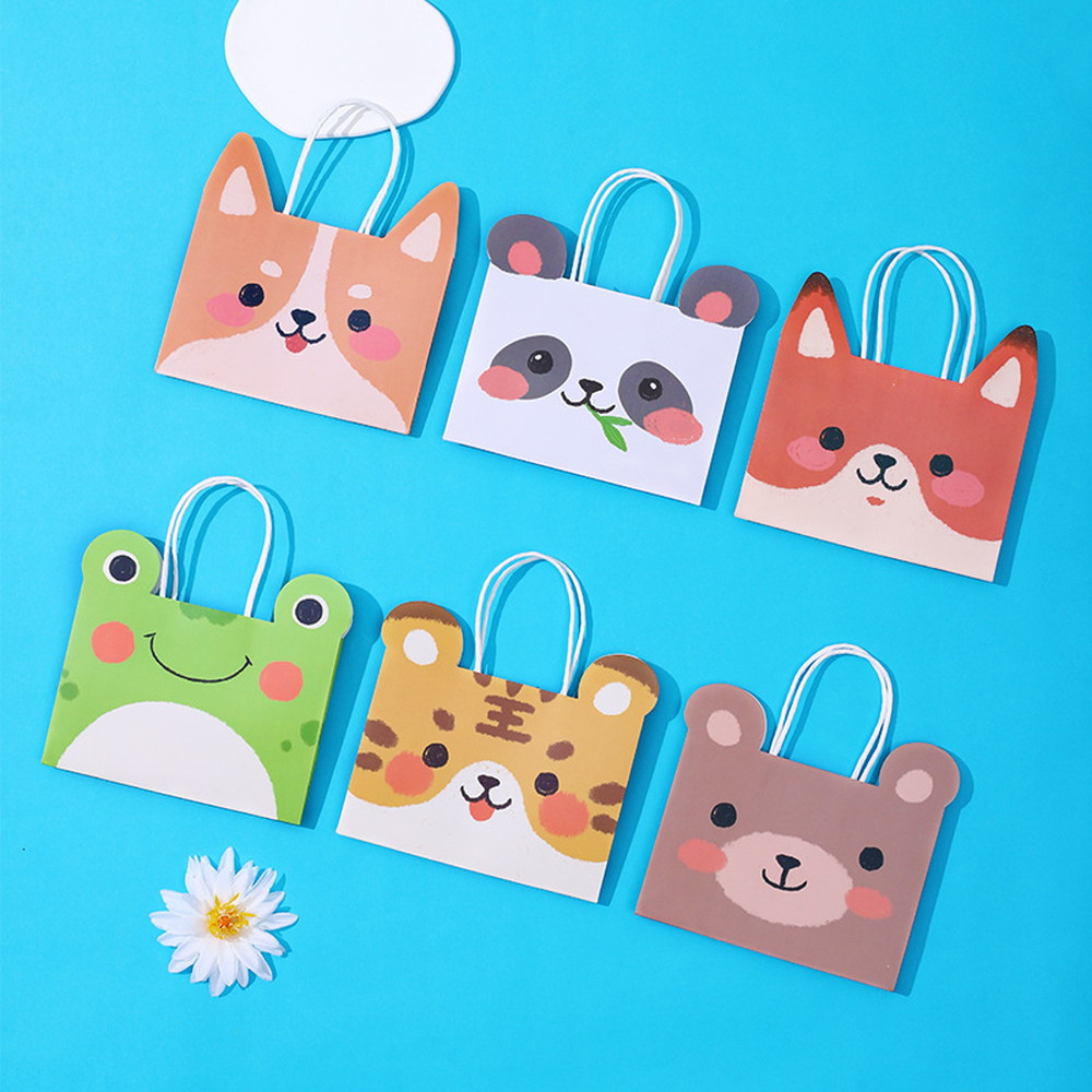 ラッピングアニマル フェイス 紙袋 ランダム 5つセット 17×17.8×5cm 犬