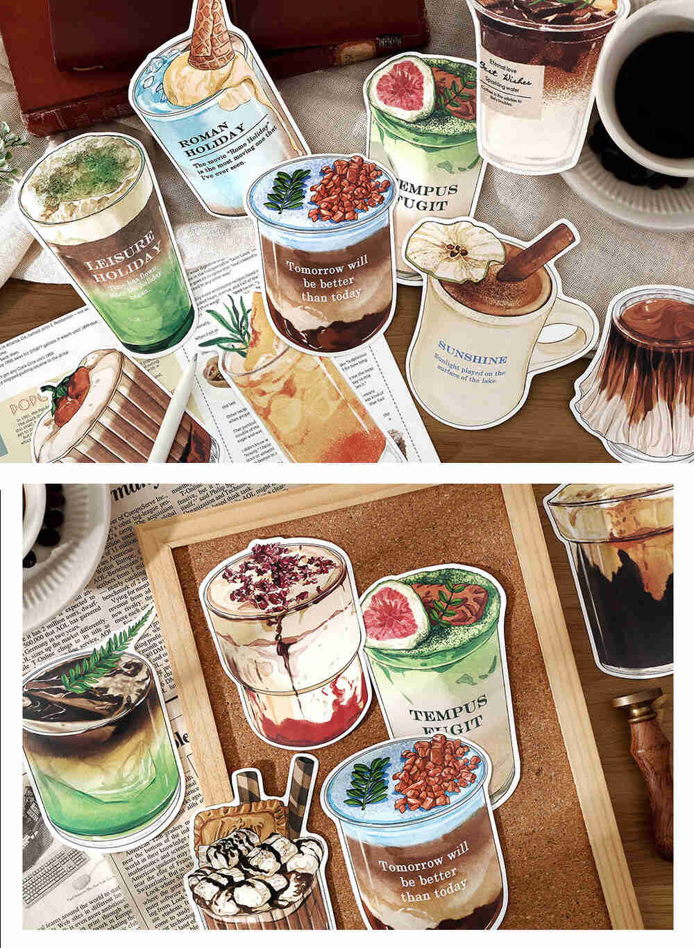 ポストカード メッセージカード30枚セット 15種 カフェ カフェラテ