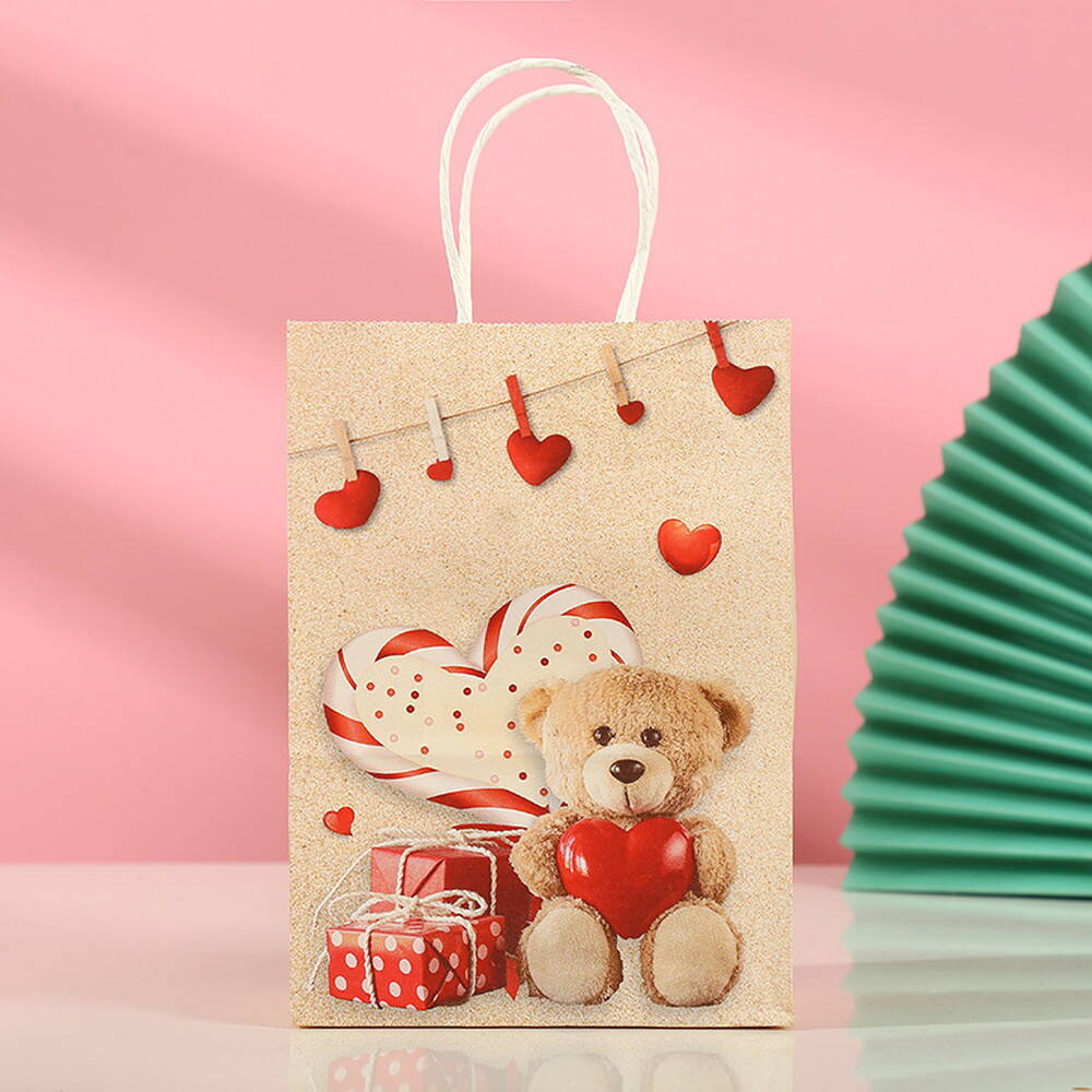 moin moinテディベア ハート クラフト 紙袋 4種セット 幅15×高さ21