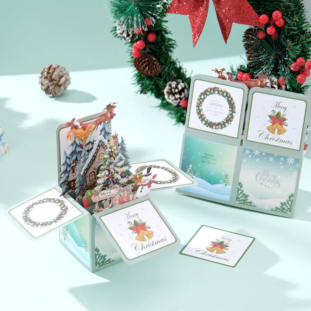 クリスマス ポップアップ カード+ミニ メッセージ カード+ 封筒 セット