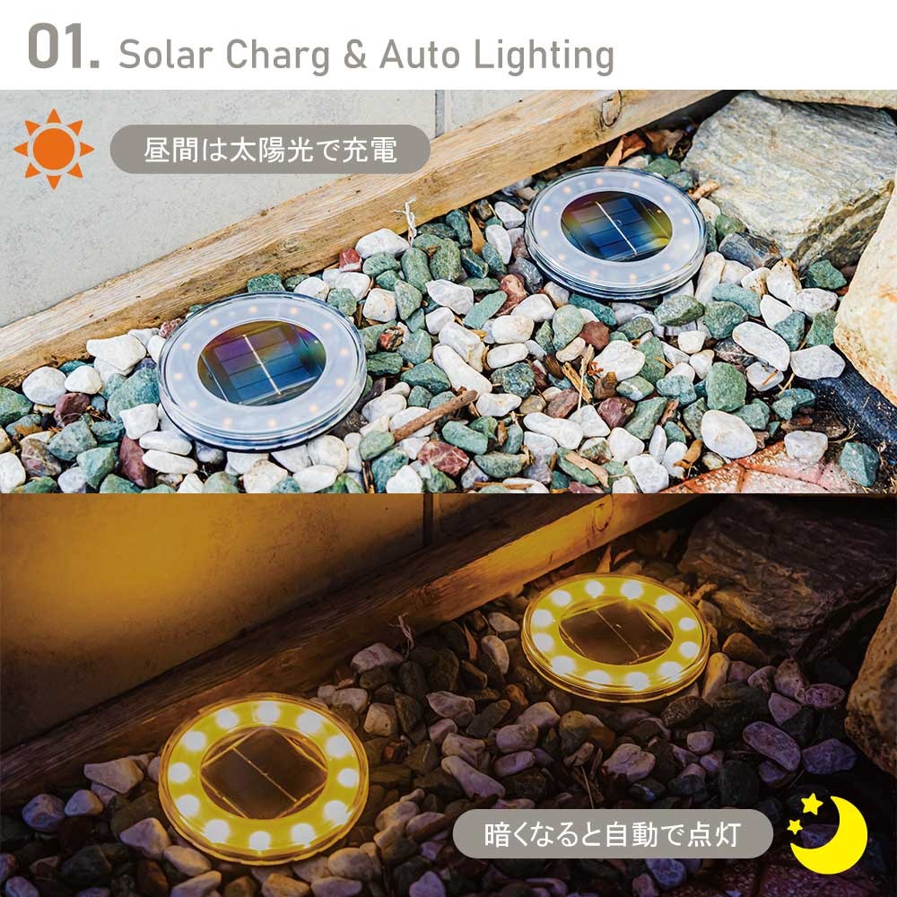 ガーデンライト ソーラーライト 屋外 防水 庭 LED おしゃれ センサーライト [ENTLIGHT] V1（2個セット）｜moko2｜09