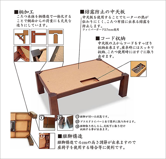 協立工芸 こたつ ハイタイプ ダイニング コタツ 炬燵 幅150cm