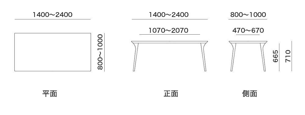 ダイニングテーブル オーク テーブル 140 150 160 180 200 240 800 テーブルのみ 無垢 国産 コティ｜moku-moku｜10