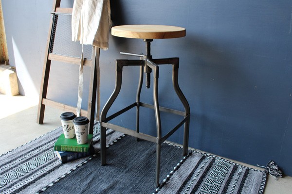 スツール 椅子 アイアン 昇降式 スチール アンティーク調 グリット TTF