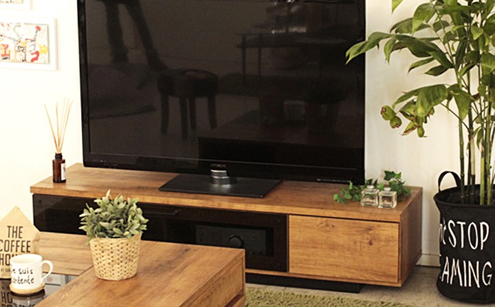 テレビ台 ローボード テレビボード ミラー 140 リビング収納 : 大川 