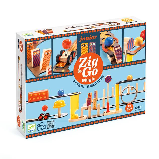 ジグアンドゴー 48ピース + 28ピース セット　ピタゴラスイッチ Amazon.com: DJECO Zig & Go Wooden Domino Race Construction
