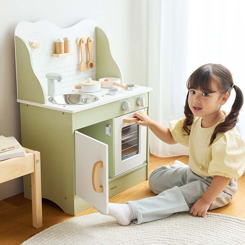 おままごとキッチン 木製 エドインター インテリアになじむ日本製ままごとキッチン くるみいろ