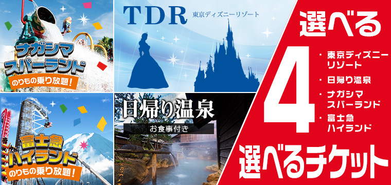 全ての 選べる4 日帰り温泉 ディズニー ナガスパ 富士急ペアチケット