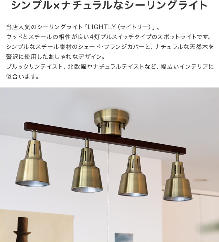 60W相当 LED電球 セット シーリングライト 4灯 プルスイッチ付き 6畳 8