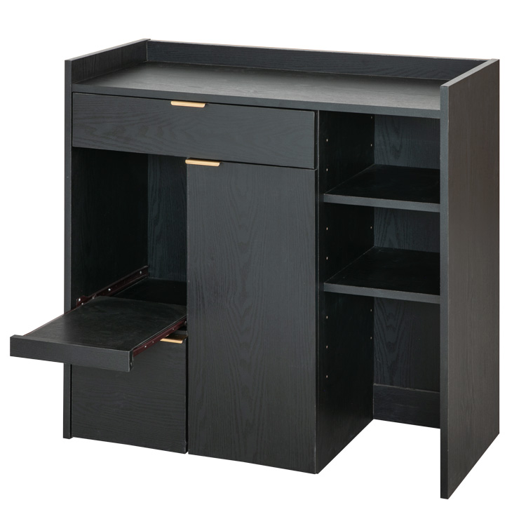 中古 キッチンボード レンジボード 収納 スライド式 キッチンシェルフ キッチンボード 90cm幅 ロータイプ ゴミ箱収納 スライド棚 引き出し