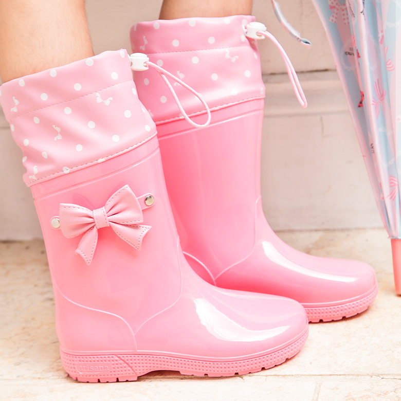 レインブーツ 長靴 ピンク 花柄 リボン 17㎝ 雨靴 雨 女の子 雨具