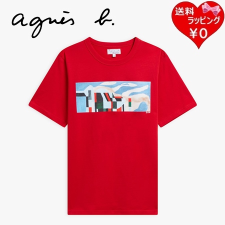 【送料無料】【ラッピング無料】アニエスベー agnes b Tシャツ アーティスト ユニセックス レッド 綿100％