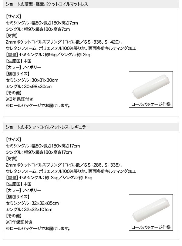 ショート丈 棚・コンセント付き収納ベッド Caterina カテリーナ