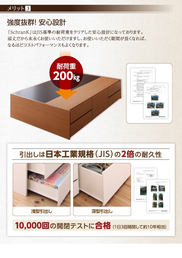 シンプルデザイン_大容量チェストベッド SchranK シュランク 薄型