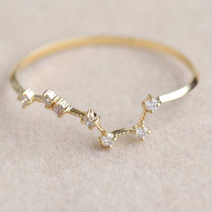 リング ダイヤモンド 0.05ct 北斗七星 指輪 レディース 18金 18k