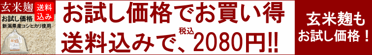 【送料無料】玄米麹 生麹 新潟県産コシヒカリ五分付き玄米使用 1kg袋入り冷凍