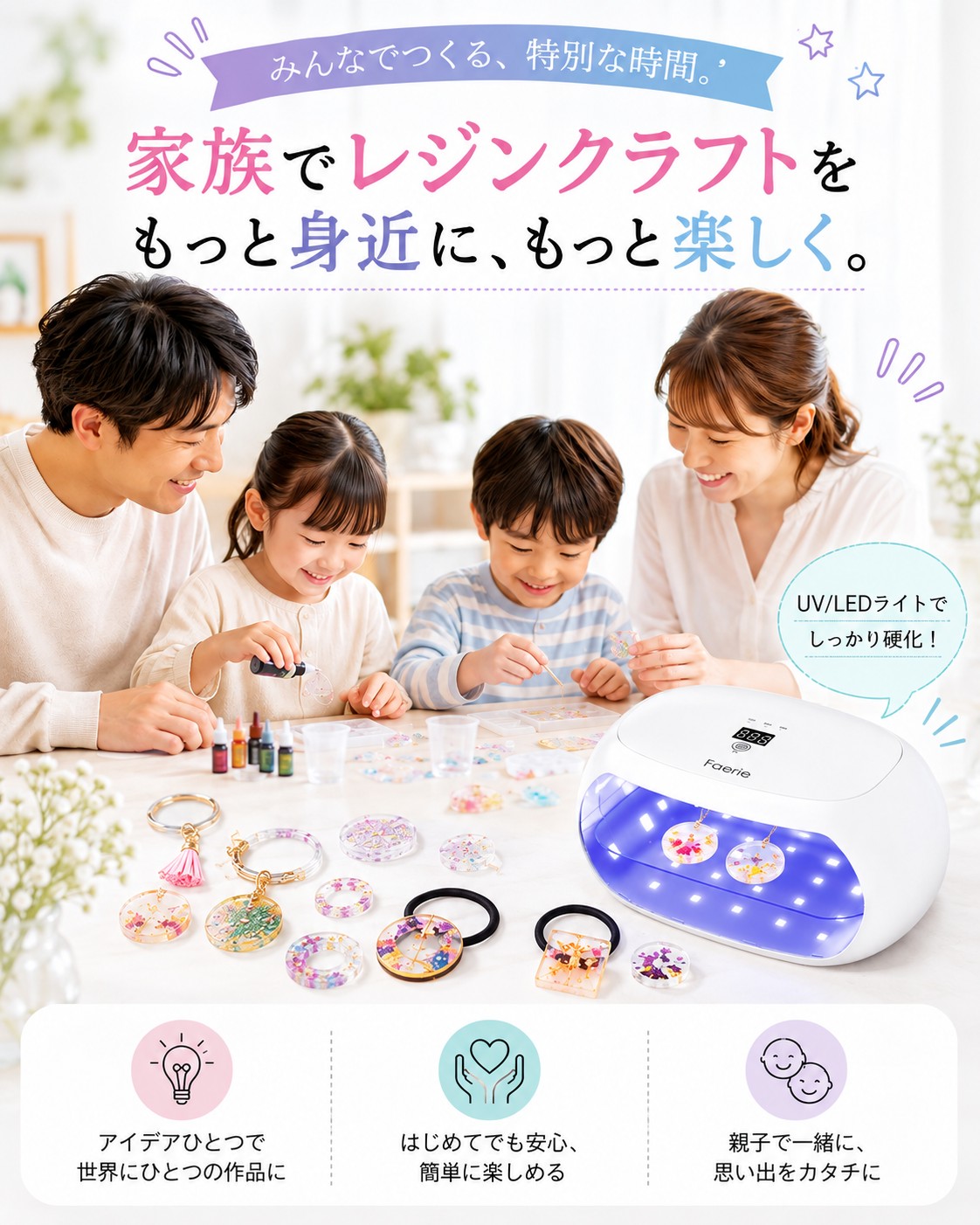 Faerie UV/LED レジン専用ライト 60W 56個led 両面UVライト ネイル Faerie UV/LED レジン専用ライト 60W 56個led 両面UVライト ネイル