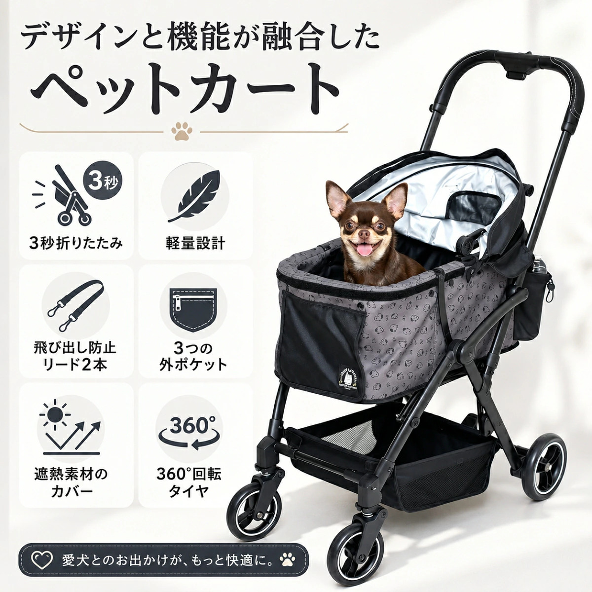 スヌーピー4輪カート | 中型犬 小型犬 SNOOPY PEANUTS おでかけ お