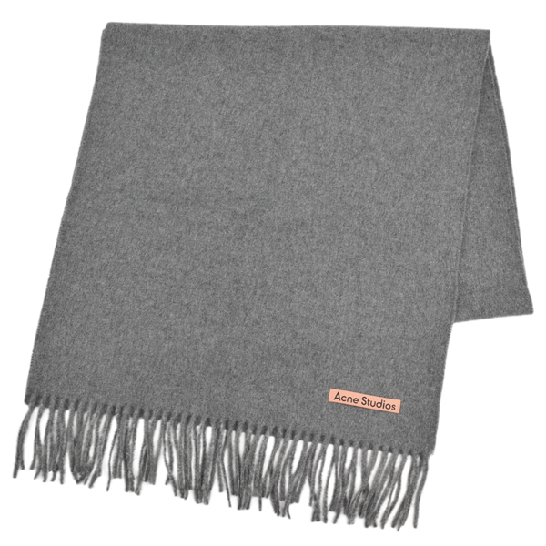 Acne Studios アクネ ストゥディオズ FRINGE WOOL SCARF/ロゴ ラベル スカーフ/990/CA0210 グレーメランジェ