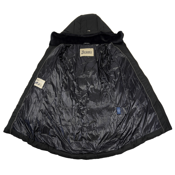 HERNO（ヘルノ） Aシェイプ エコファー ダウンコート ダウンジャケット