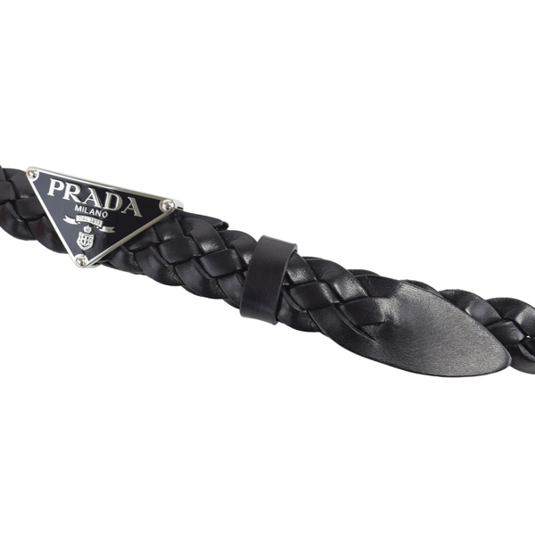 PRADA プラダ トライアングル ロゴ プレート レザーメッシュ