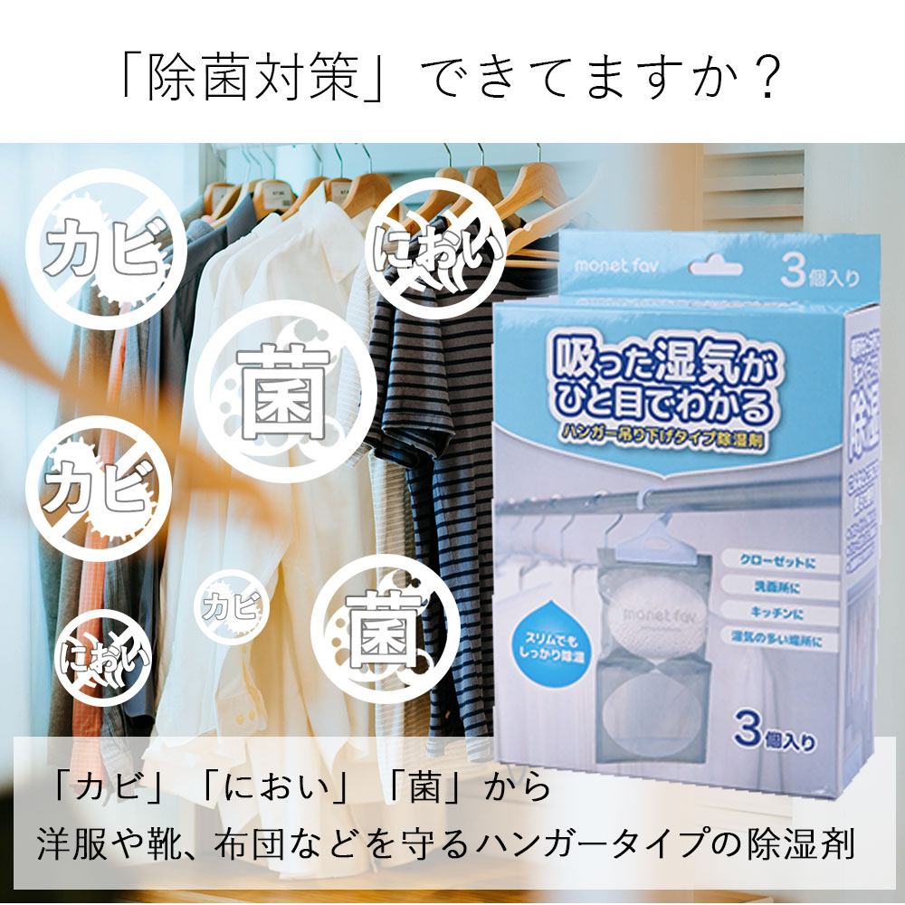 クローゼット用除湿剤 吊り下げ ハンガータイプ シンプル 防カビ 湿気