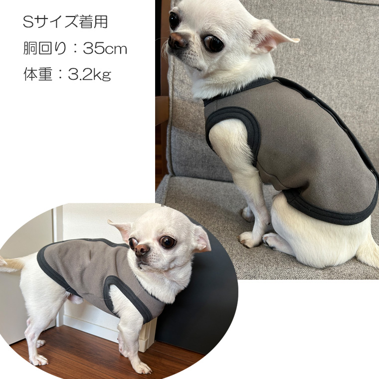 日本製 綿100％静電気が起きにくい裏起毛 ベスト 犬服 冬 ドッグウェア