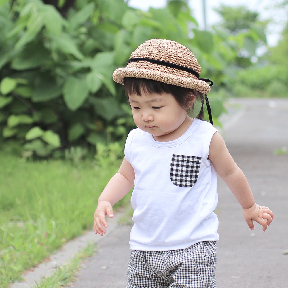 子供服 トップス ポケット付き綿100％タンクトップ(80cm 90cm 95cm