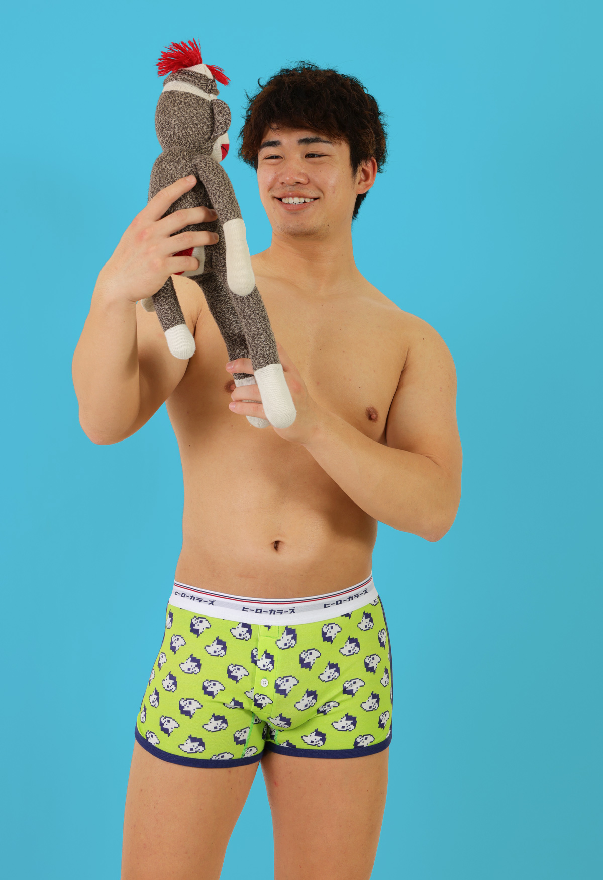 トランクス メンズ 前開き ニットトランクス 日本製 コットン 綿 ヒーローカラーズ ハチビットモンキーズ プリント パンツ 下着 男性 ブランド プレゼント | ヒーローカラーズ | 01