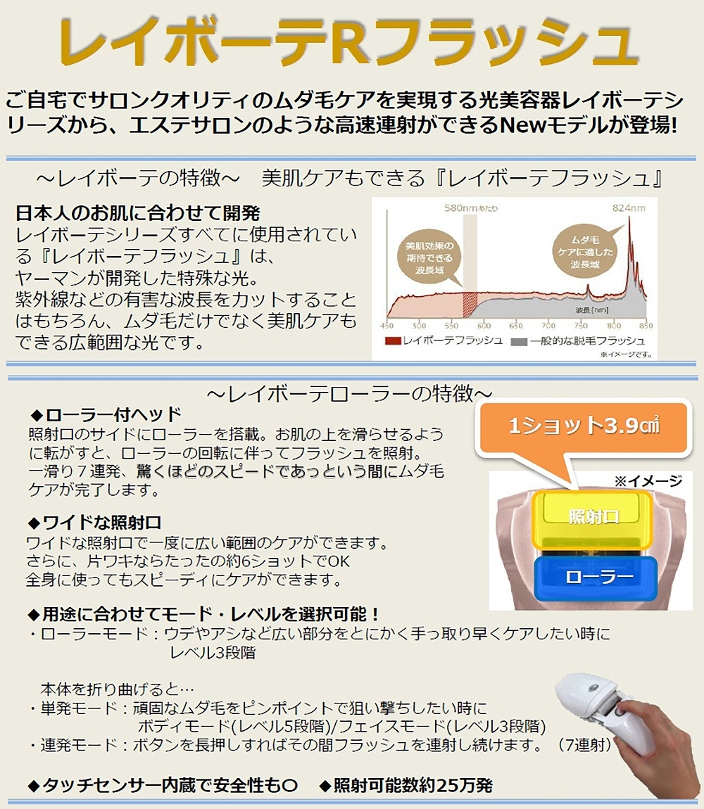 家庭用 ヤーマン IPL脱毛器 メンズ レディース レイボーテRフラッシュ