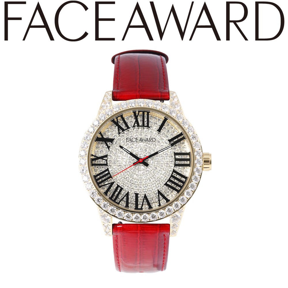 腕時計 キラキラ スワロフスキー ジルコニア レディース メンズ ゴールド ギラギラ FACEAWARD