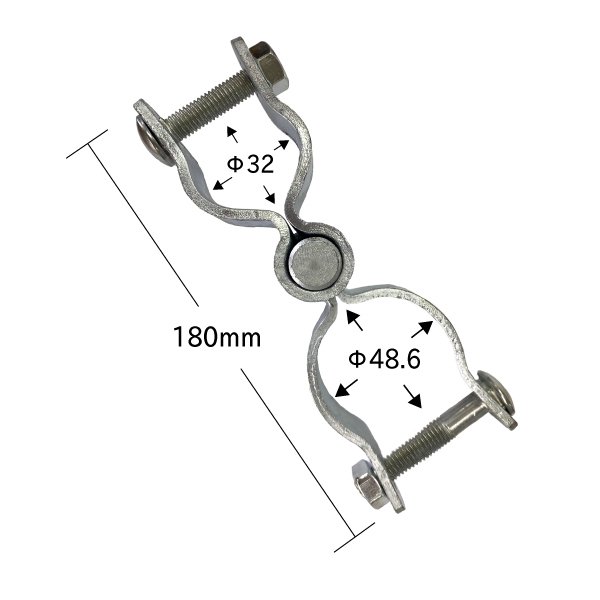 ヒンジ金具 1個 Φ32-48.6 アメリカンフェンス 連結 金具 蝶番