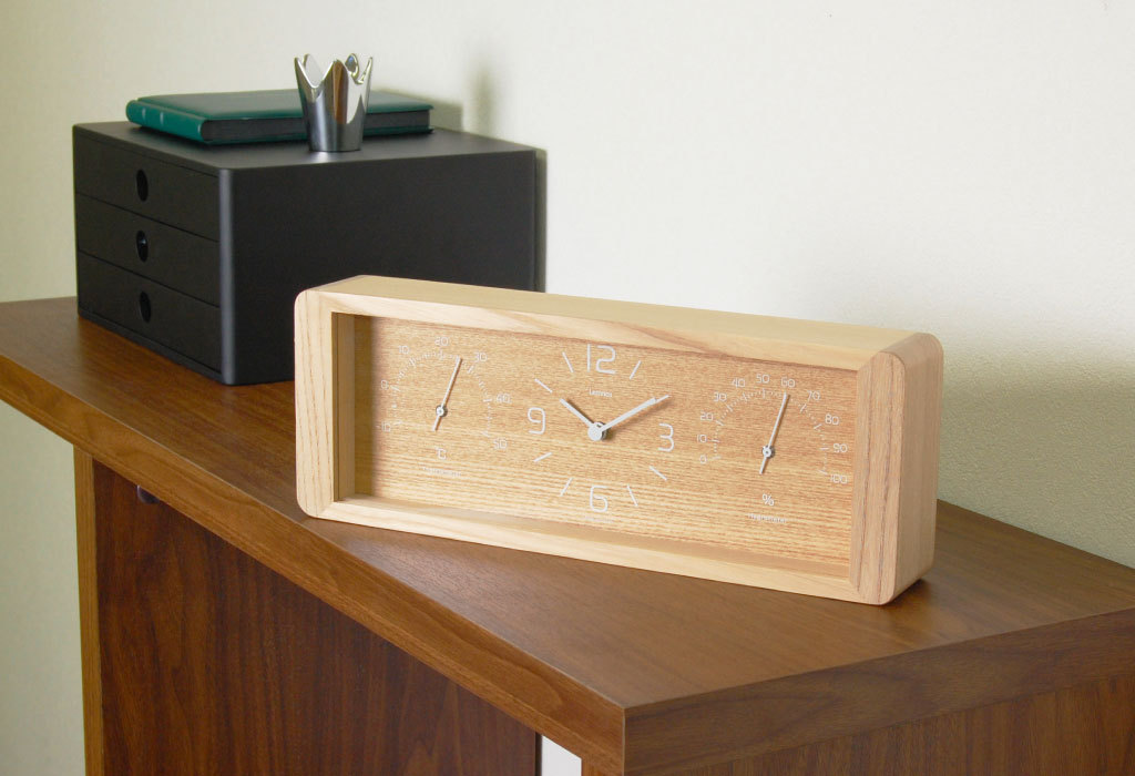 置き時計 おしゃれ 木製 温湿度計 アナログ リビング 和室 湿度計 温度