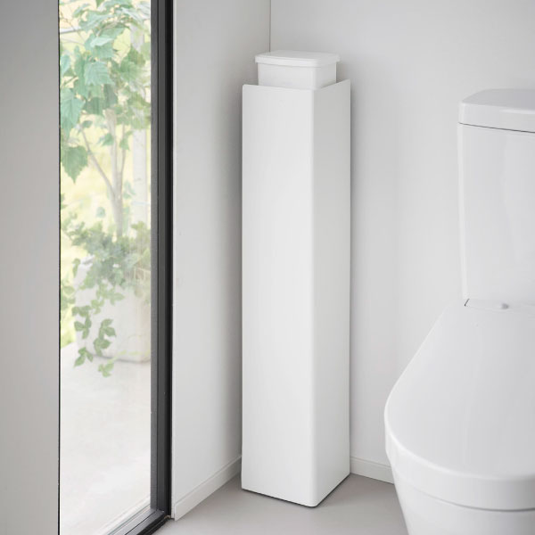 【新品未使用】tower トイレ収納 白 キャスター付 tower トイレラック スリム トイレ収納 キャスター付き モノトーン