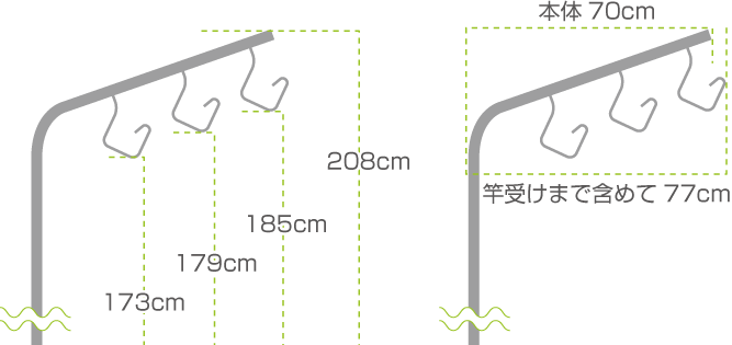 ベランダ固定物干し台 サイズ