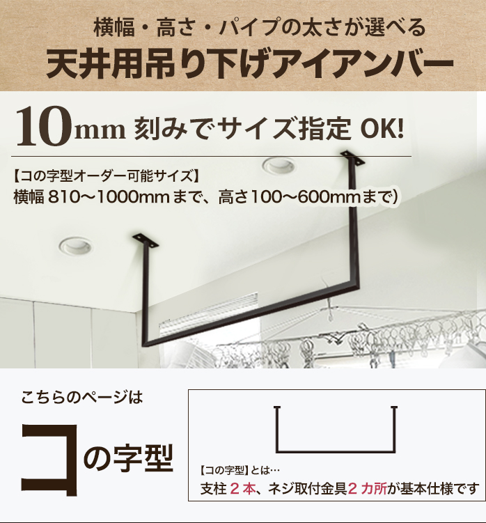 天井用吊り下げアイアンバー ハンギング