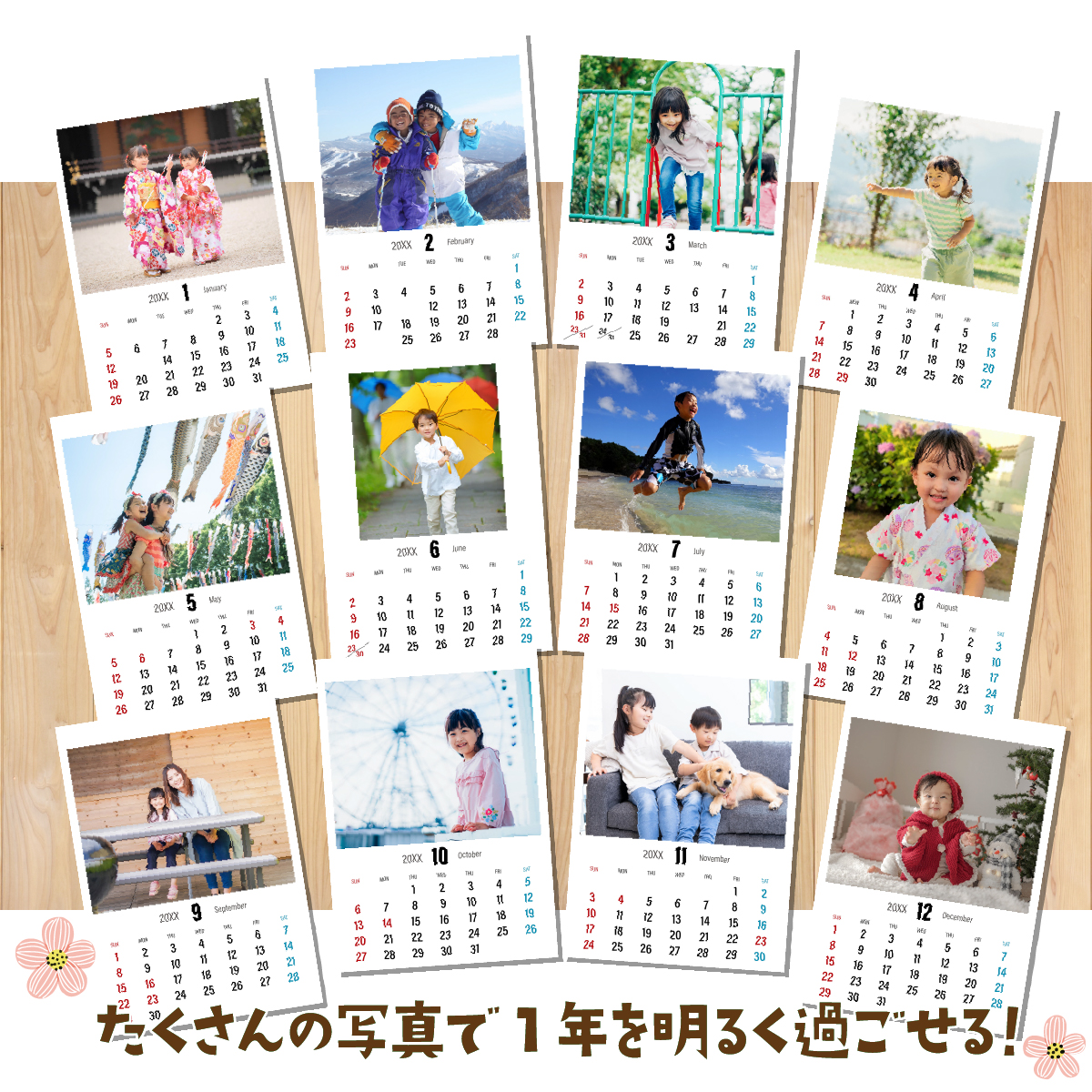 卒業A4サイズ壁掛けカレンダー写真入りオリジナルプレゼント家族孫ペットシンプルデザインギフト子ども両親赤ちゃん誕生日記念品犬猫友達卒業記念品先生敬老記念に残る12ヶ月カレンダー