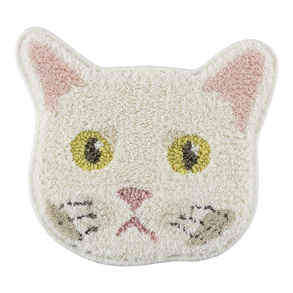 ネコカオ マット チェアマット チェアパッド 椅子 洗える 洗濯 ペット 猫 ねこ ネコ かわいい 約38×38cm 日本製 国産 スミノエ | スミノエ | 06