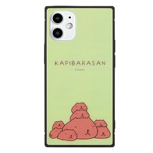 iPhone12 mini ケース カピバラさん ガラス スクエア 四角