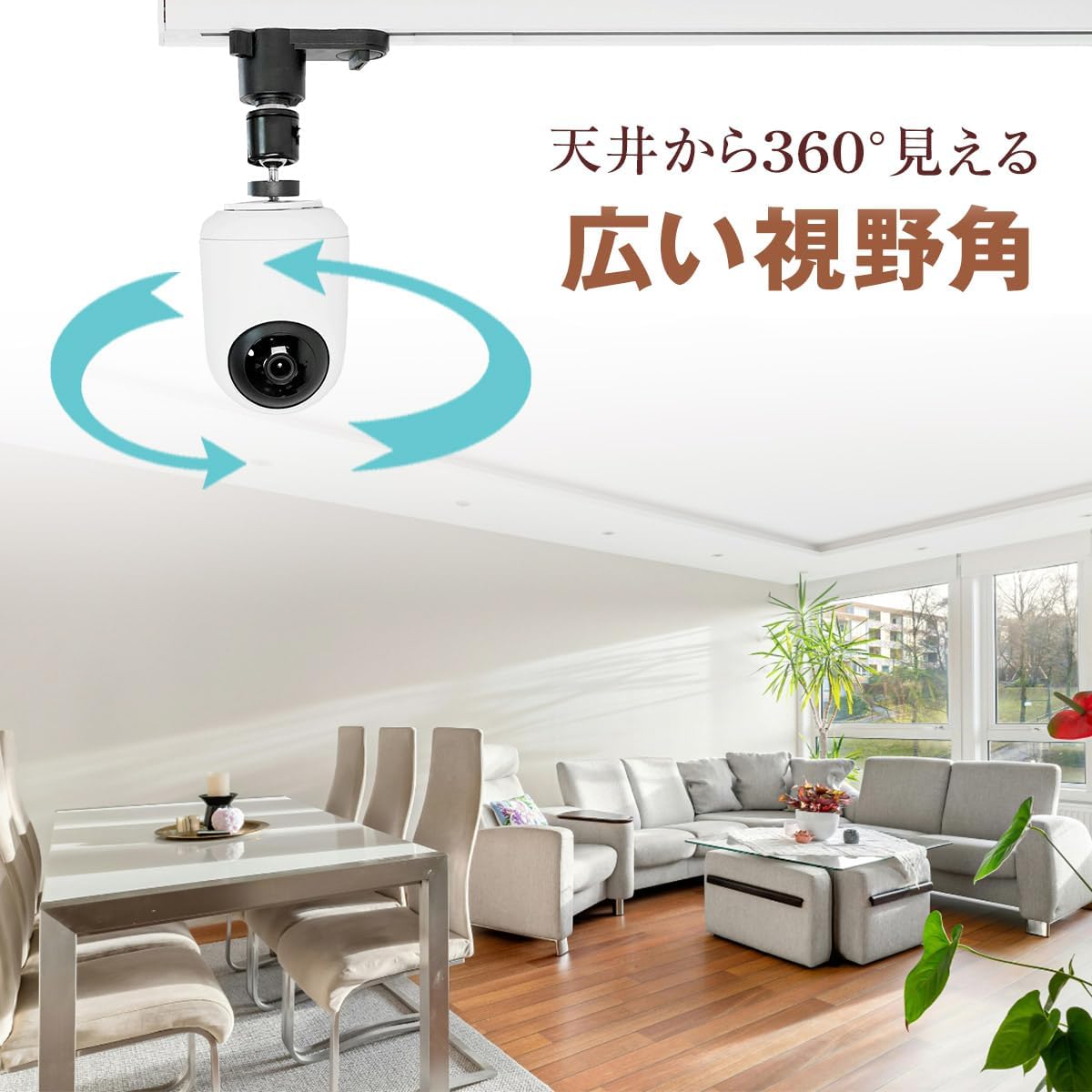 天井に取り付けるから視野角が広い